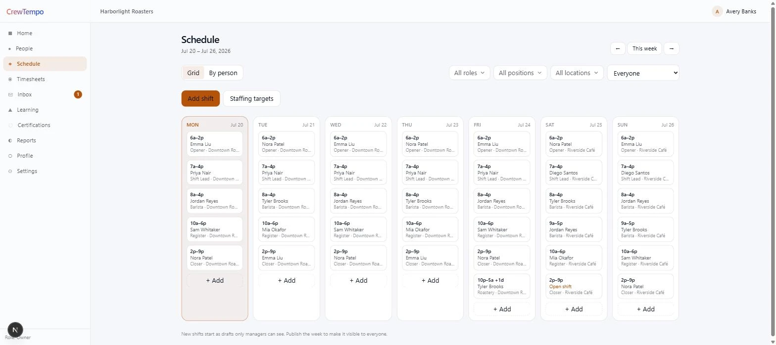 CrewTempo — interface screenshot