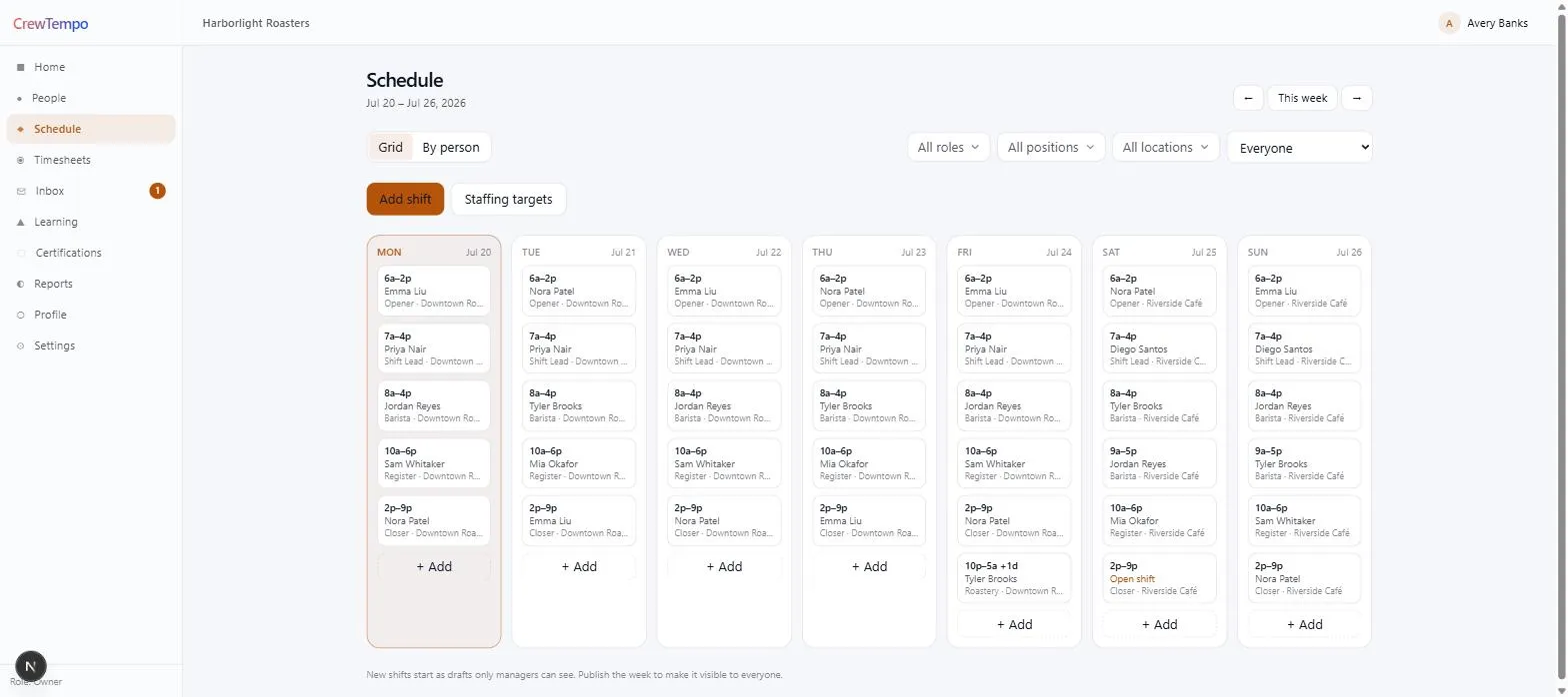 CrewTempo interface screenshot