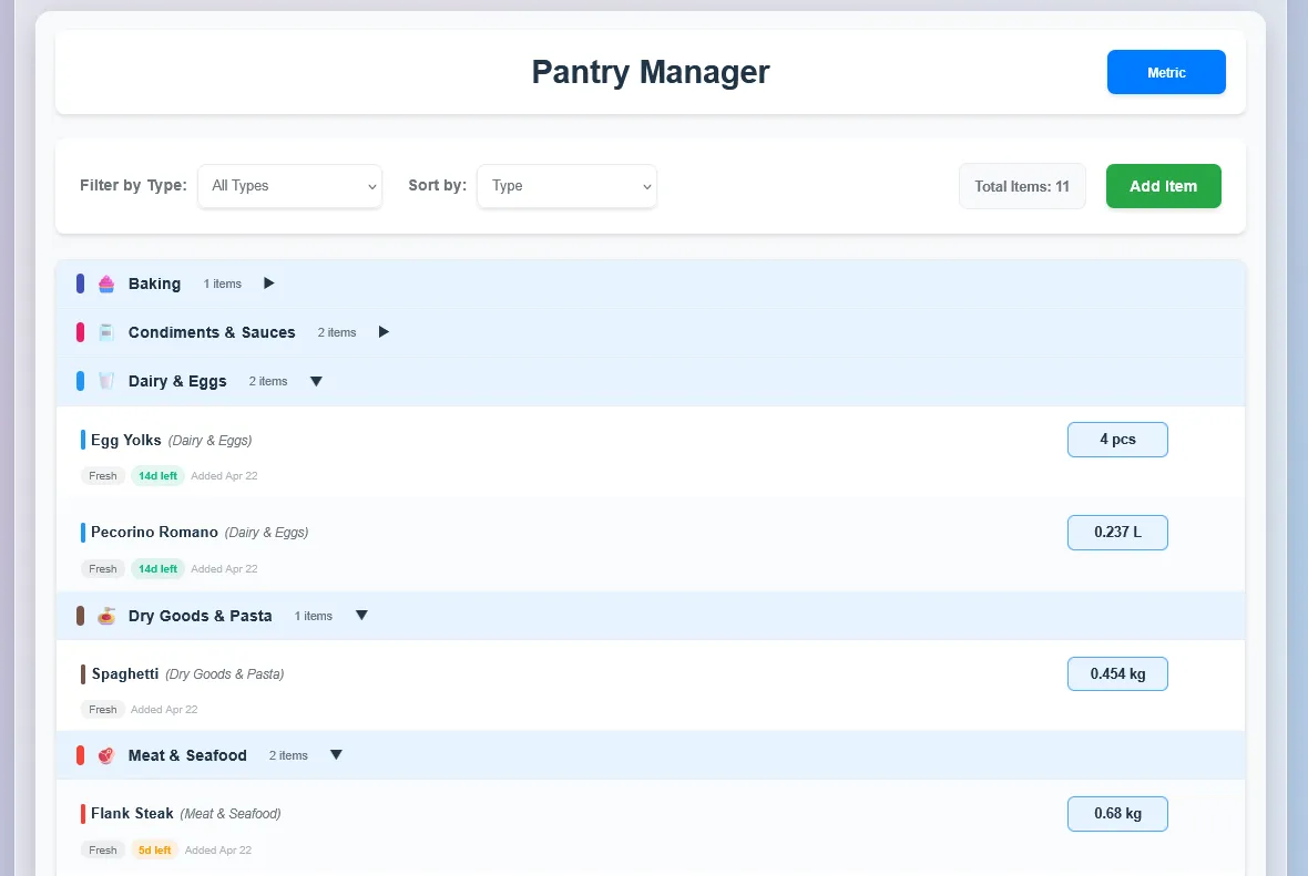 PantryTrack — interface screenshot
