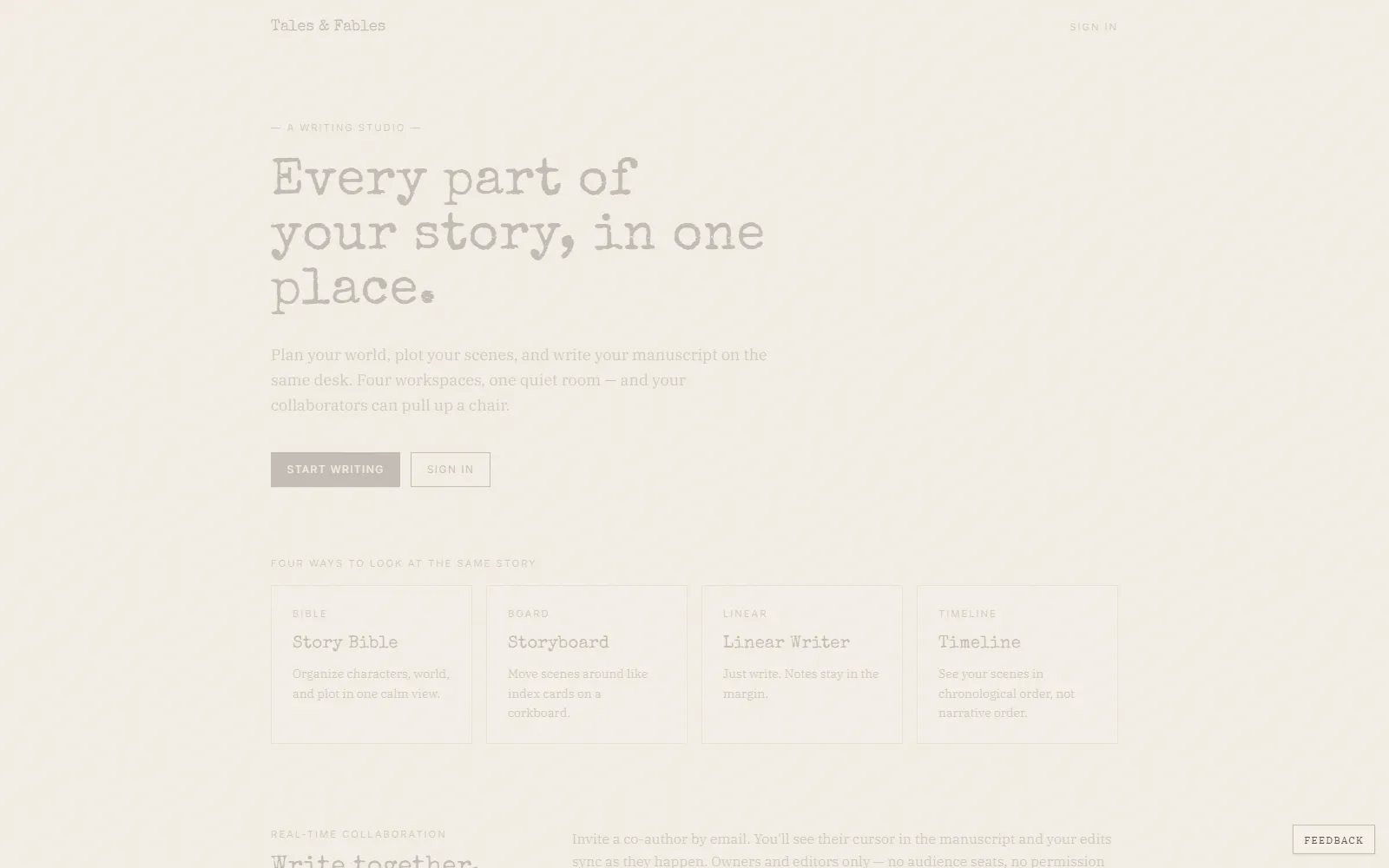Tales & Fables — interface screenshot